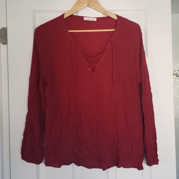 Red Jack by BB Dakota lace up blouse in red - Picture 2 of 3